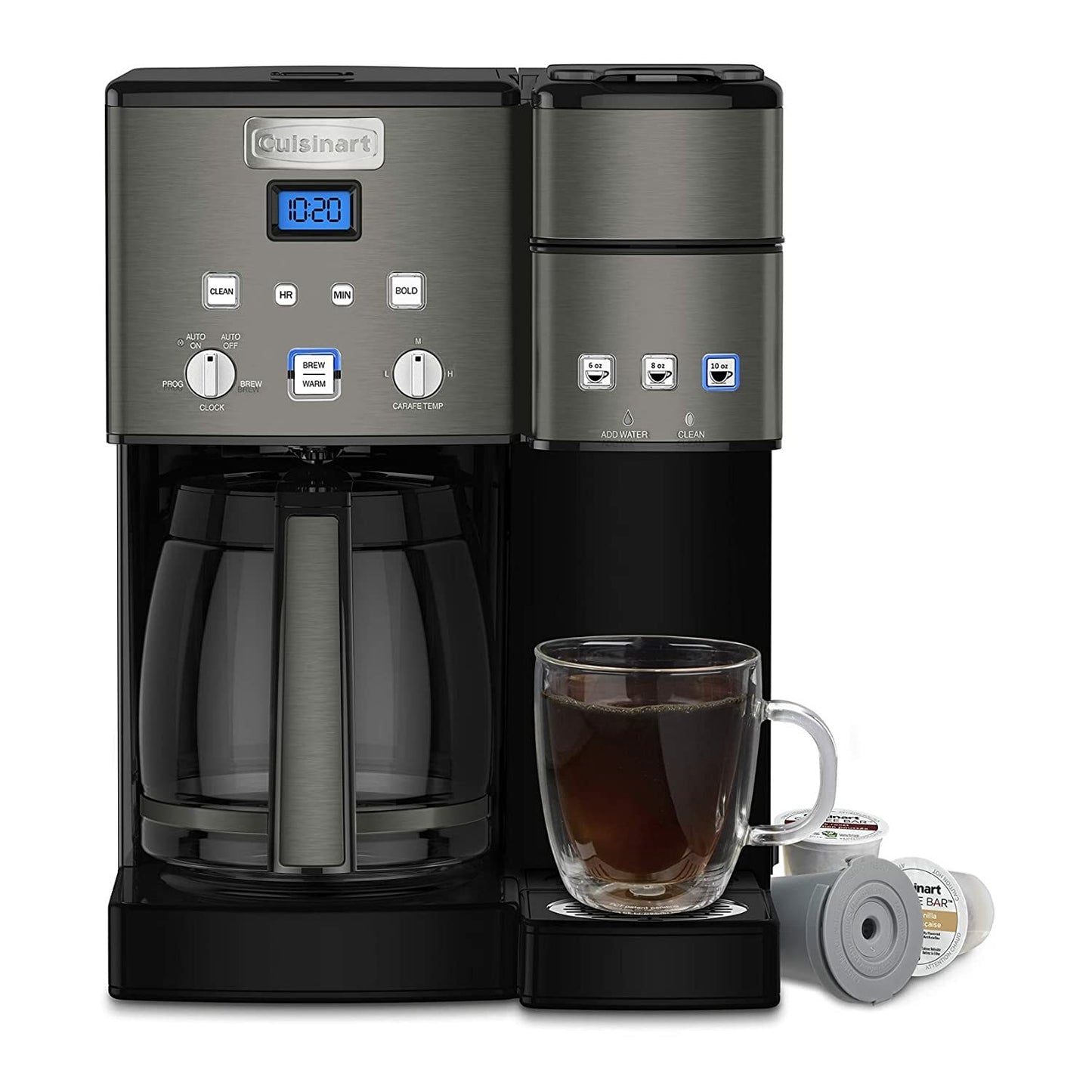 Cuisinart Coffee Maker,12 Cup with 3 Single-Size Brewers, 6, 8, 12 oz, Black/Stainless Steel, SS-15…