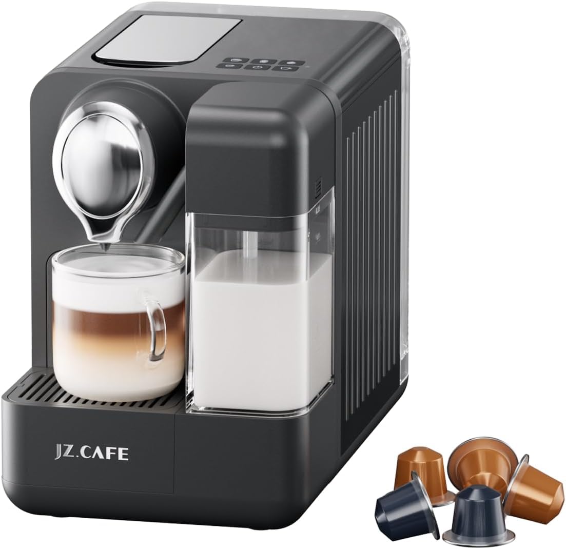 Espresso Machine with Integrated Automatic Milk Frother - Single-Serve Coffee Maker Capsule Compati…
