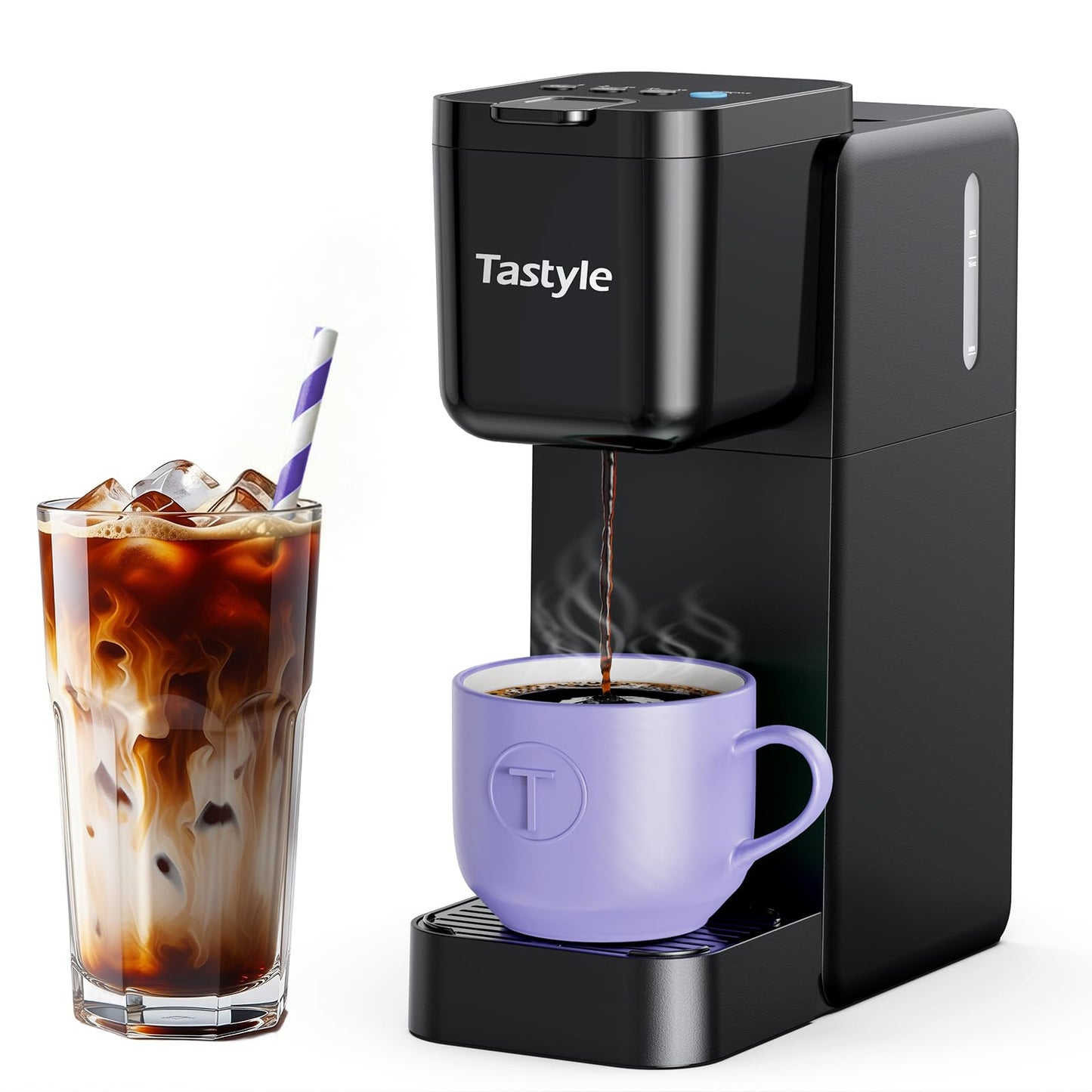 Tastyle Single Serve Coffee Maker Hot and Iced with Bold Brew, Small Coffee Machine for K Cup and G…