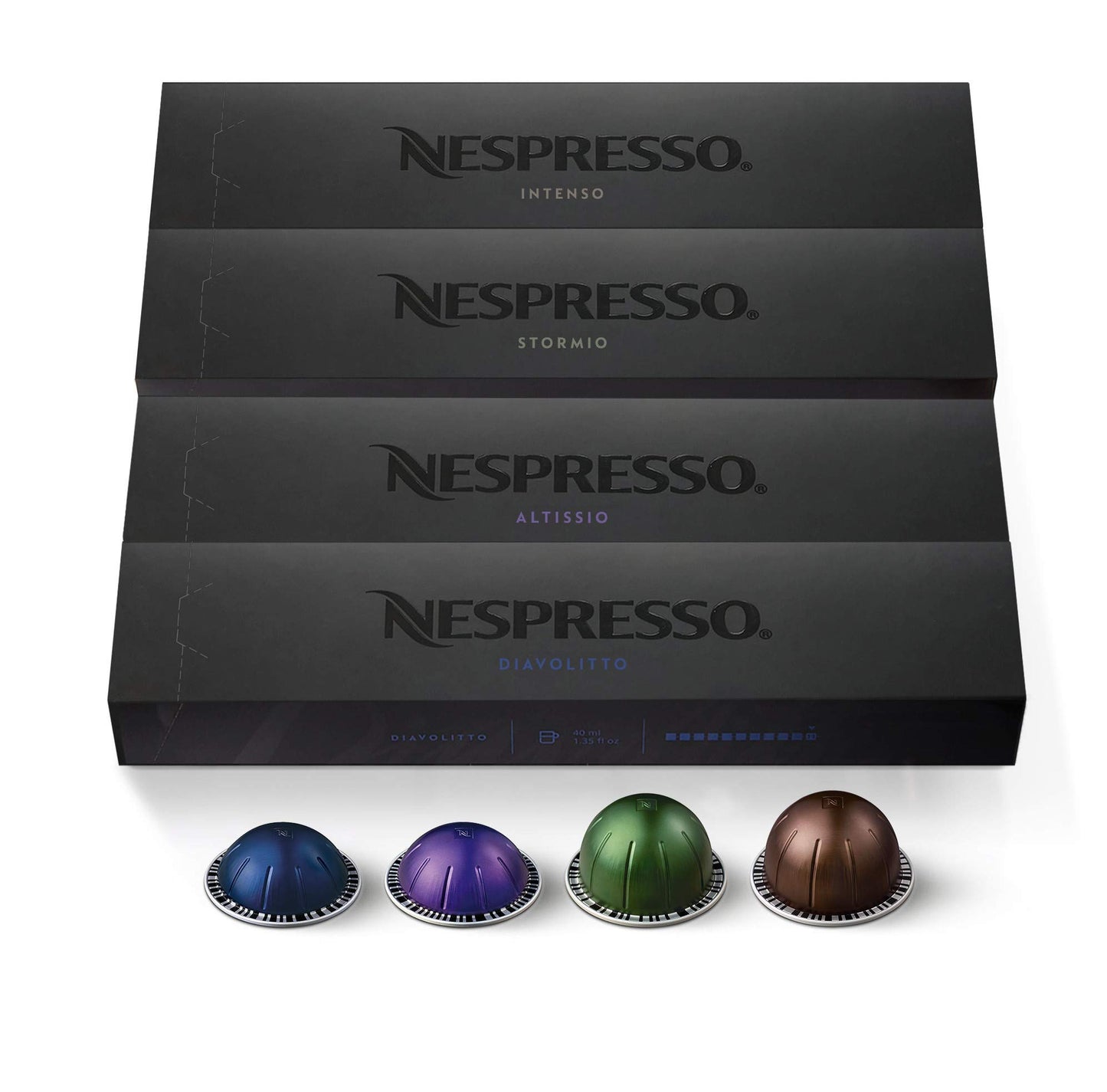 Nespresso Capsules Vertuo, Dark Assortment Variety Pack, Dark Roast Coffee & Espresso, 40-Count Cof…