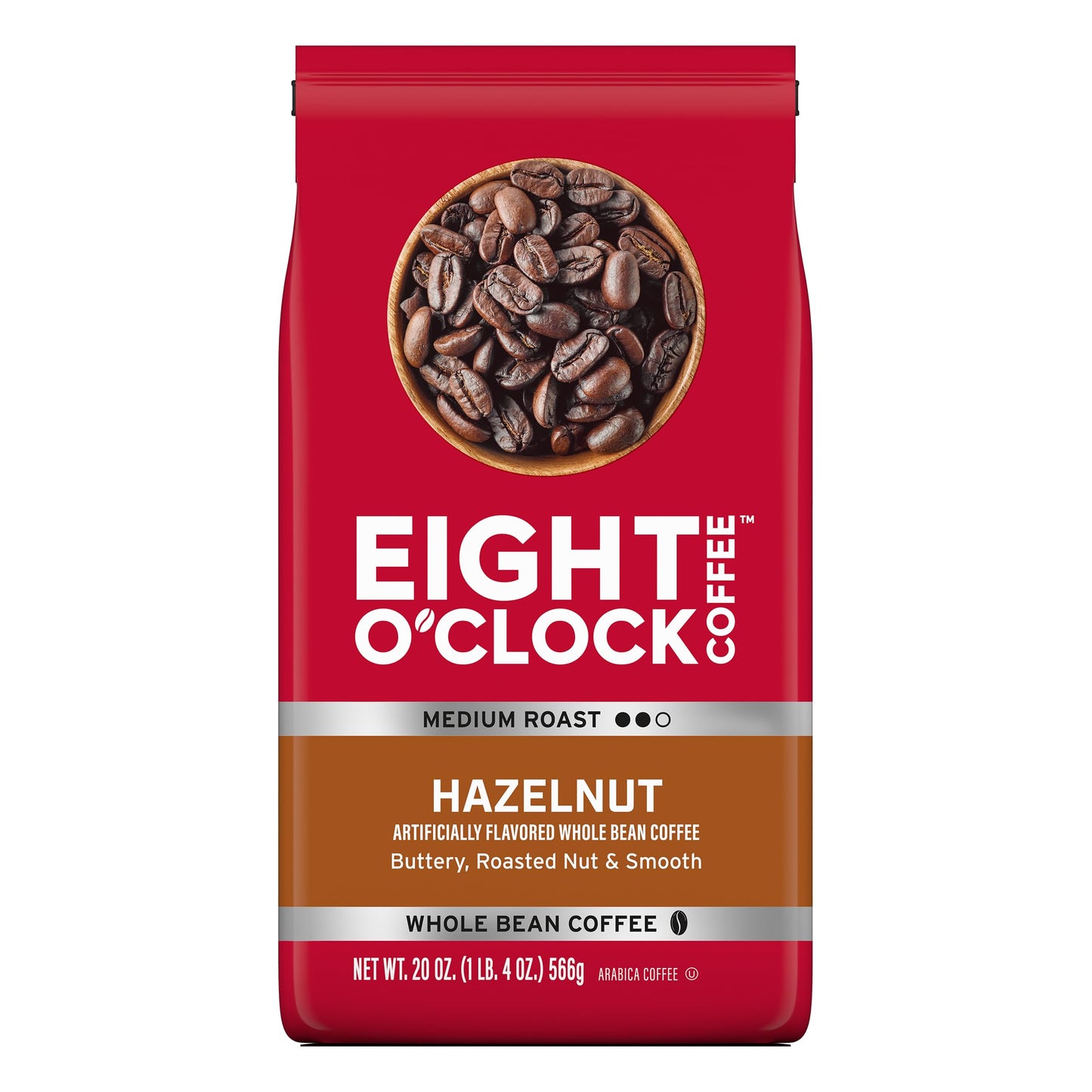 Eight O'Clock Coffee Hazelnut, Medium Roast, Whole Bean Coffee, 20 Ounce 100% Arabica, Kosher Certi…