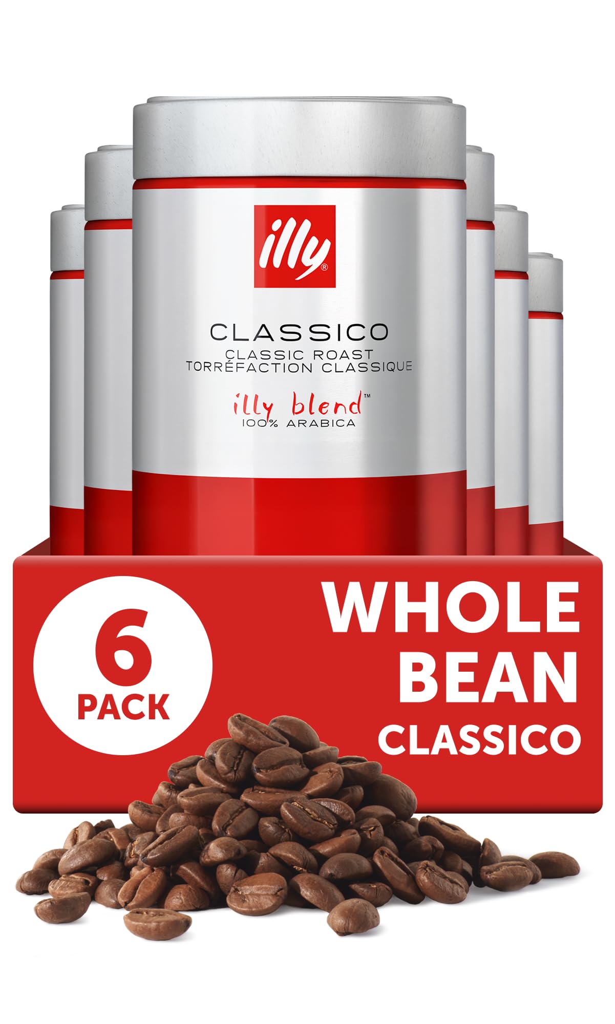 illy Whole Bean Coffee, Classico Medium Roast, 100% Arabica, Premium Italian Coffee, Ideal for Espr…