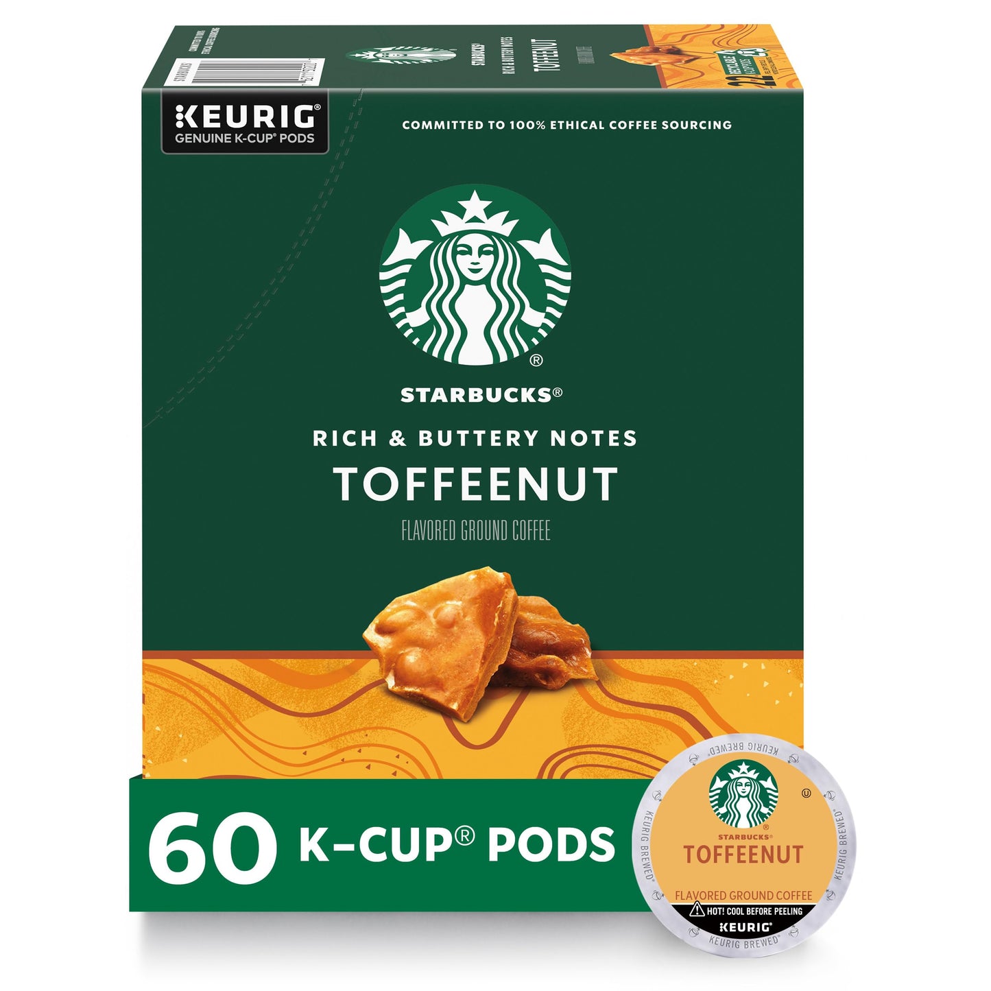 Starbucks K-Cup Coffee Pods, Flavored Hot or Iced Coffee, Toasted Graham, 60 Keurig Pods 