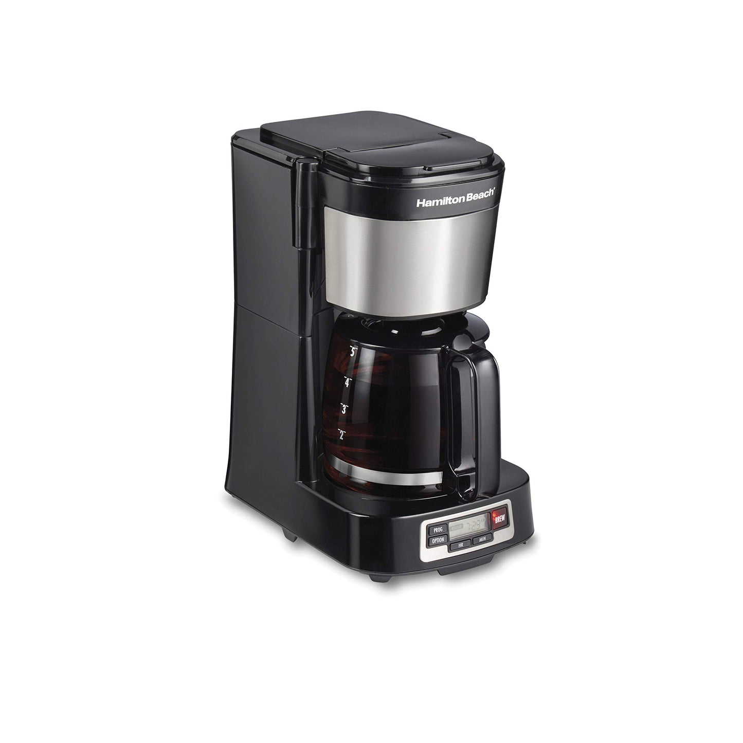 Hamilton Beach 5 Cup Drip Coffee Maker with Easy FrontFill Basket, Compact Design, Programmable Clo…