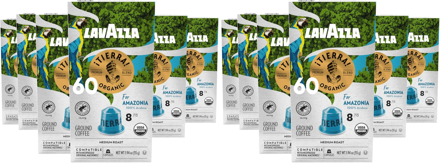 Lavazza TIERRA AMAZONIA USDA ORGANIC Espresso Aluminum Capsules Compatible- Nespresso Original Mach…