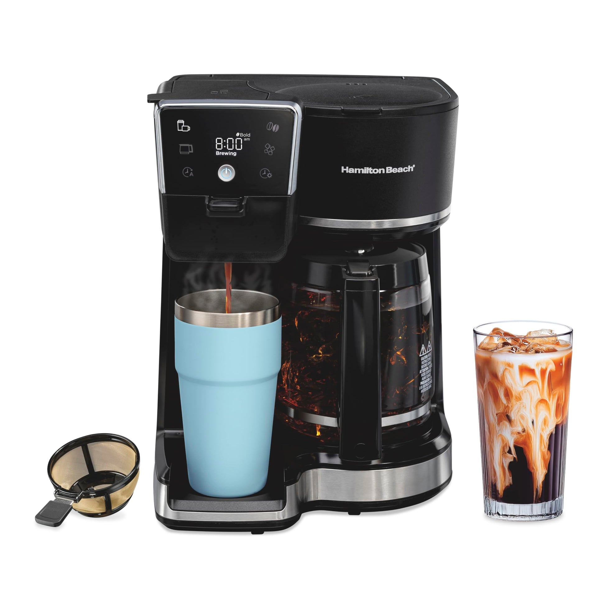 Hamilton Beach 2-Way 12 Cup Programmable Drip Hot and Iced Coffee Maker & Single Serve Coffee Machi…