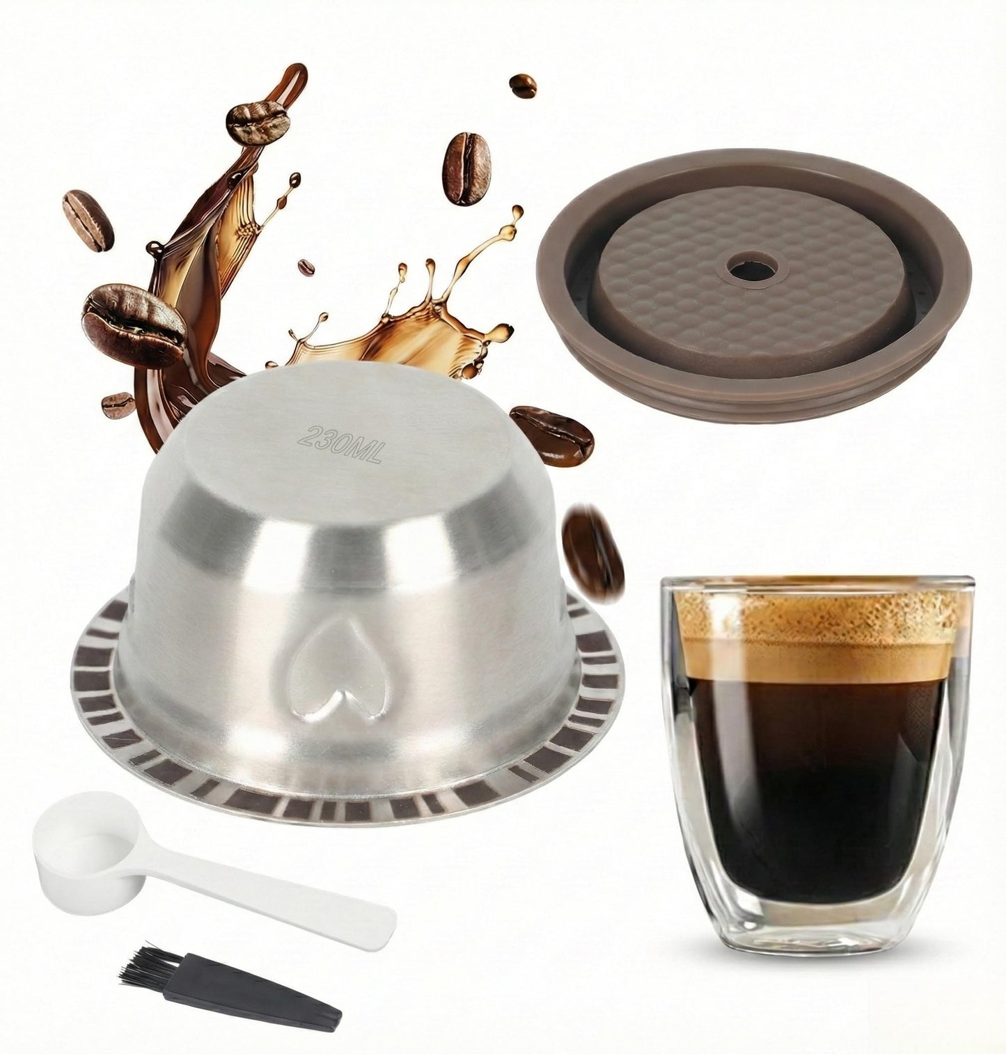 Heart Design 230ml/7.8oz Large Mug Size Reusable Pods for Nespresso Vertuo Pop & Next & Plus - Stai…