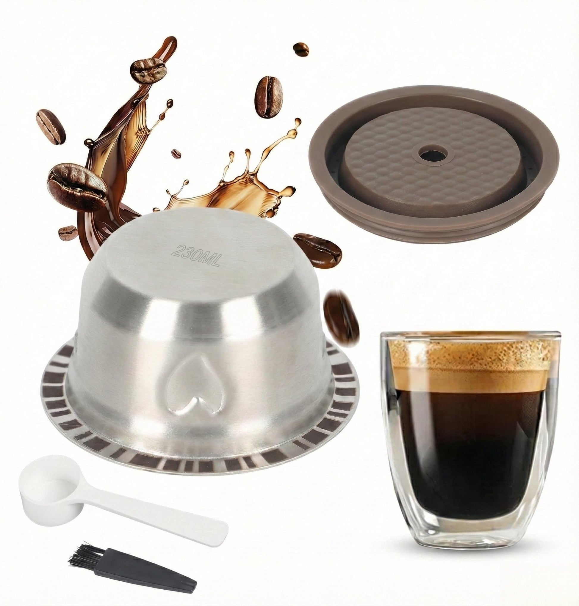 Heart Design 230ml/7.8oz Large Mug Size Reusable Pods for Nespresso Vertuo Pop & Next & Plus - Stai…