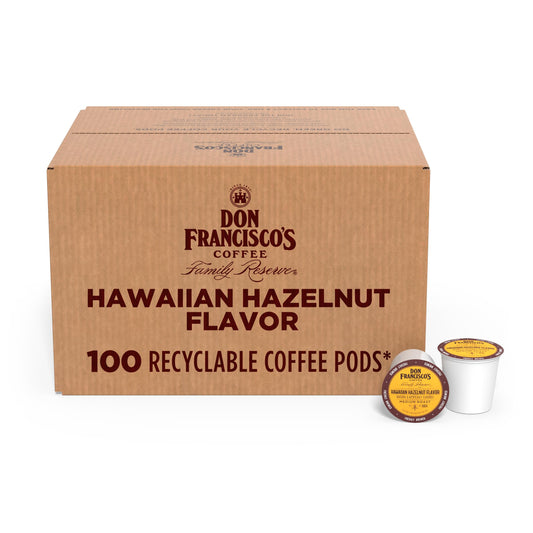 Don Francisco's Hawaiian Hazelnut Flavored Coffee Pods, 100 Count, Medium Roast, Compatible with Ke…