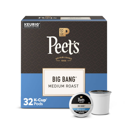 Peet's Coffee, Medium Roast Single Serve Coffee Pods, 100% Arabica Coffee - Big Bang, 32 Count (1 B…