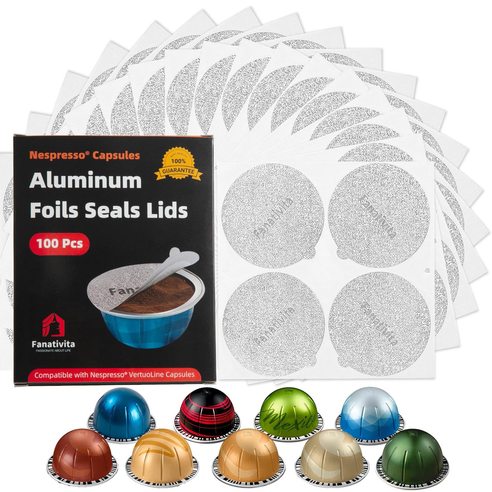 Fanativita Universal Aluminum Foil Seal Lids for Nespresso Pods Vertuo, Compatible with Nespresso V…