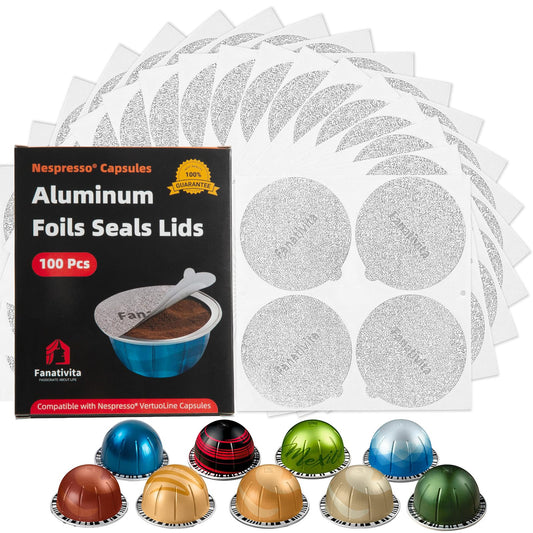 Fanativita Universal Aluminum Foil Seal Lids for Nespresso Pods Vertuo, Compatible with Nespresso V…