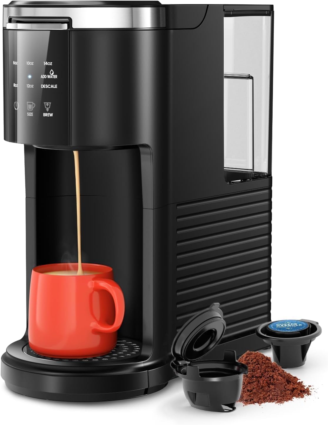 Kismile Single Serve Coffee Maker, 2 in 1 Drop Coffee Machine Compatible with K Cup & Ground Coffee…