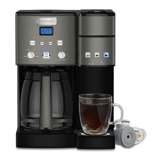 Cuisinart Coffee Maker,12 Cup with 3 Single-Size Brewers, 6, 8, 12 oz, Black/Stainless Steel, SS-15…