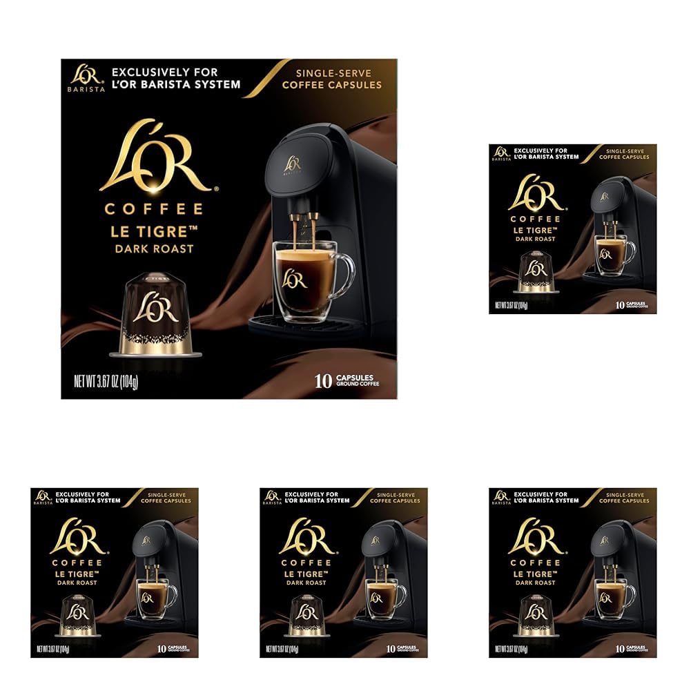L'OR Coffee Pods, 50 Count Le Tigre Dark Roast Blend, Single-Serve Aluminum Coffee Capsules Compati…
