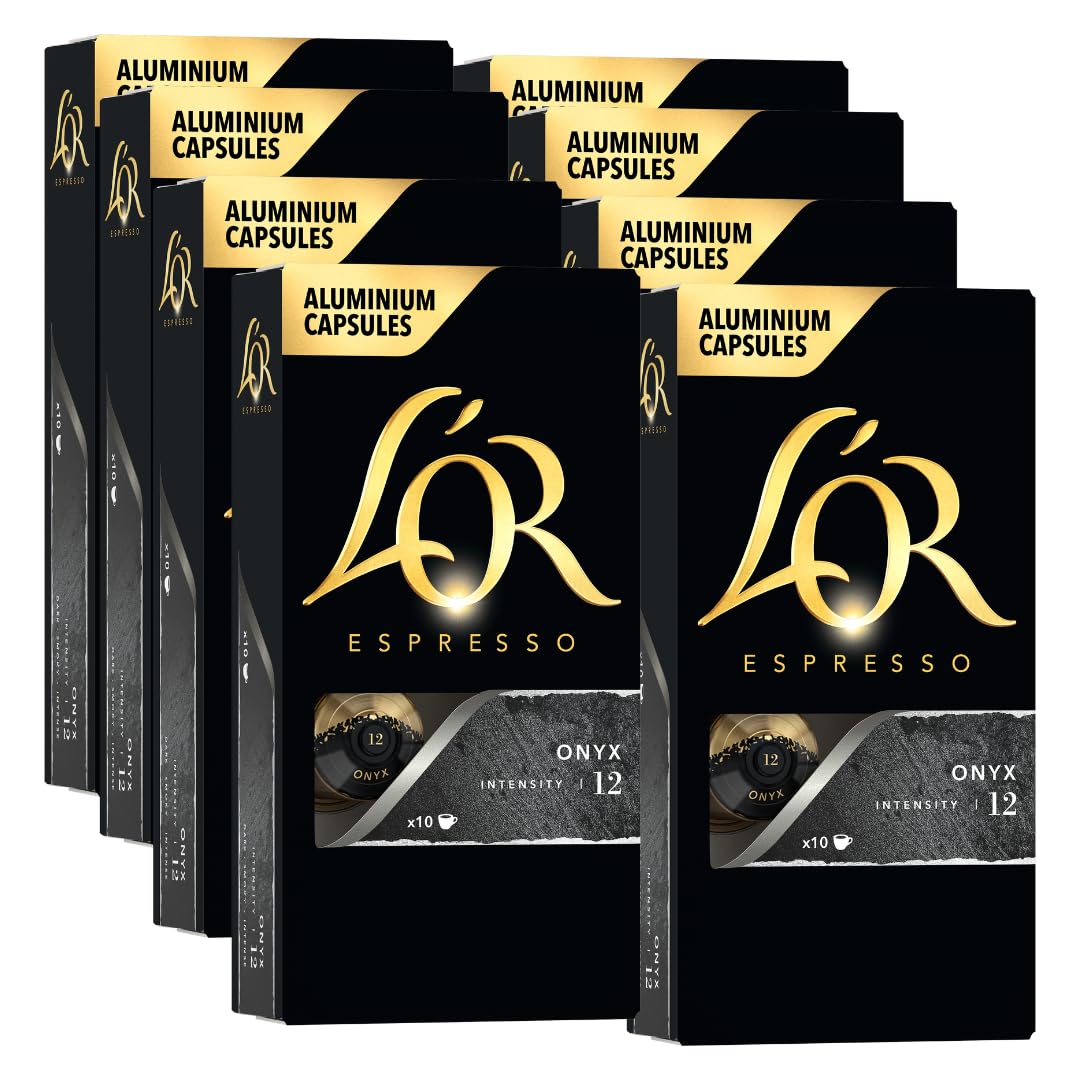 L'OR Espresso Capsules, 80 Count Onyx, Single-Serve Aluminum Coffee Capsules Compatible with the L'…