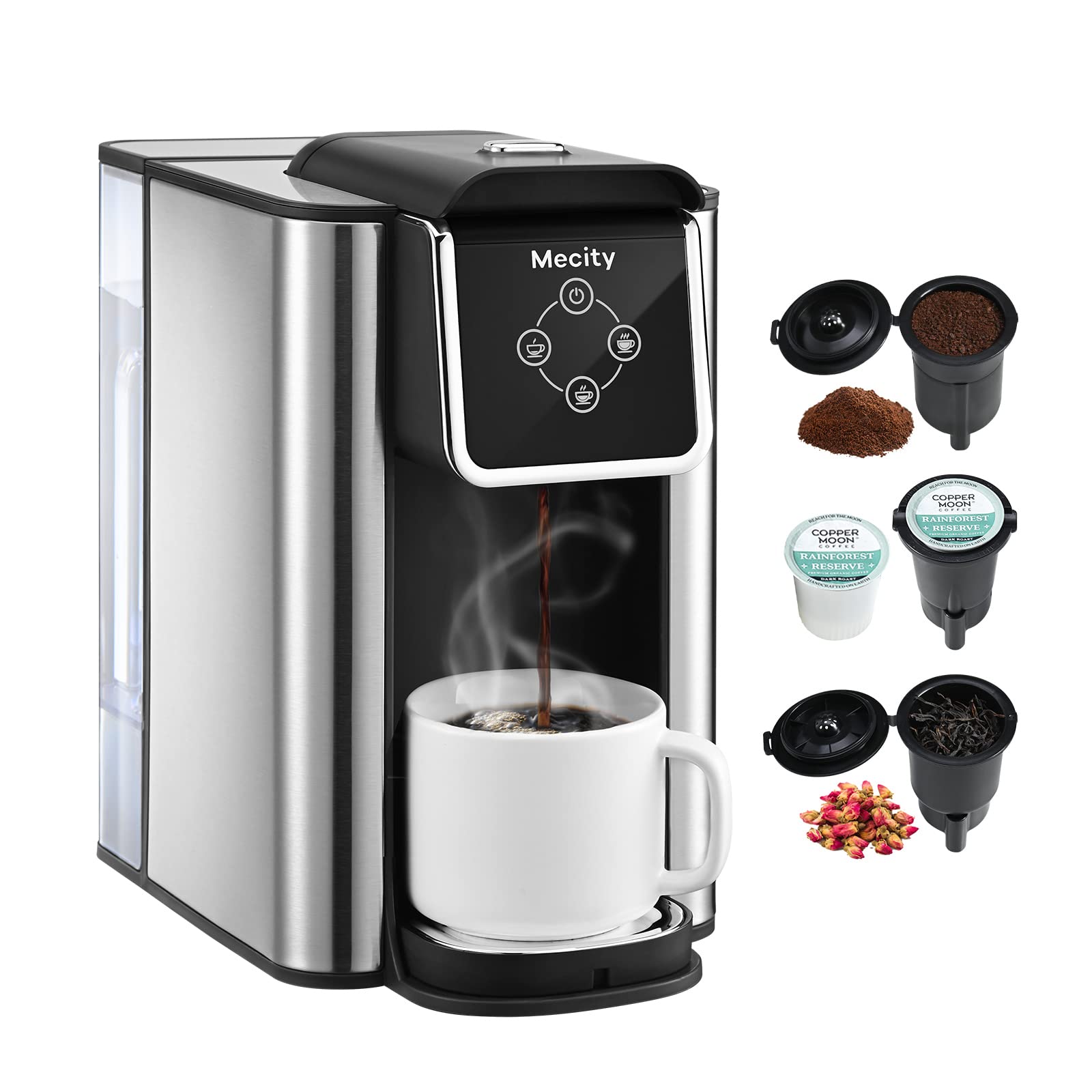 Mecity Coffee Maker 3 in 1 Single Serve Coffee Machine, Compatible with K cup Capsules, Instant Cof…