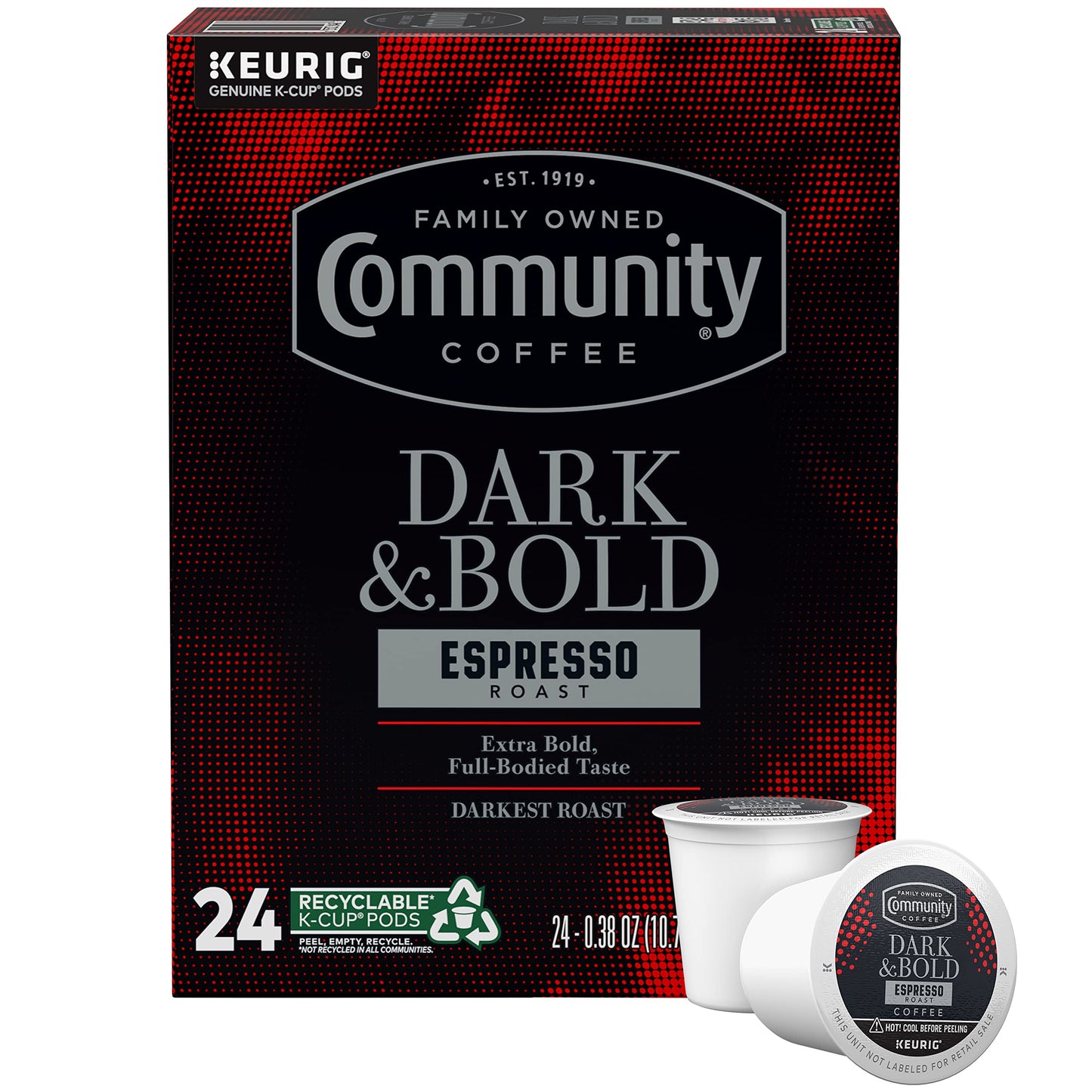 Community Coffee Dark & Bold Espresso Roast 24 Count Coffee Pods, Compatible with Keurig 2.0 K-Cup …