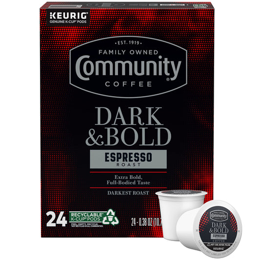 Community Coffee Dark & Bold Espresso Roast 24 Count Coffee Pods, Compatible with Keurig 2.0 K-Cup …