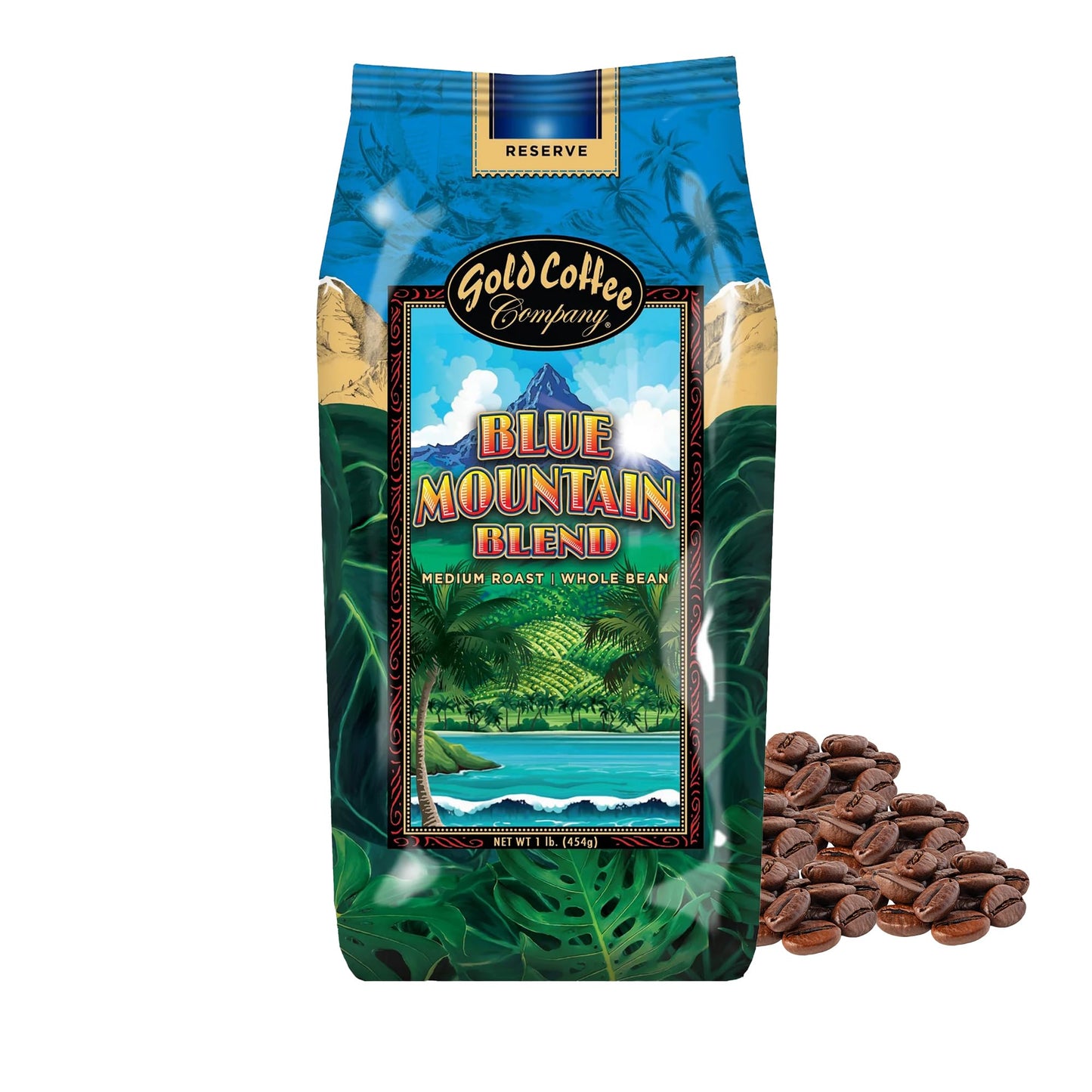 Gold Coffee Co. Blue Mountain Premium Blend - Medium Roast, Whole Bean 100% Arabica Coffee - Notes …