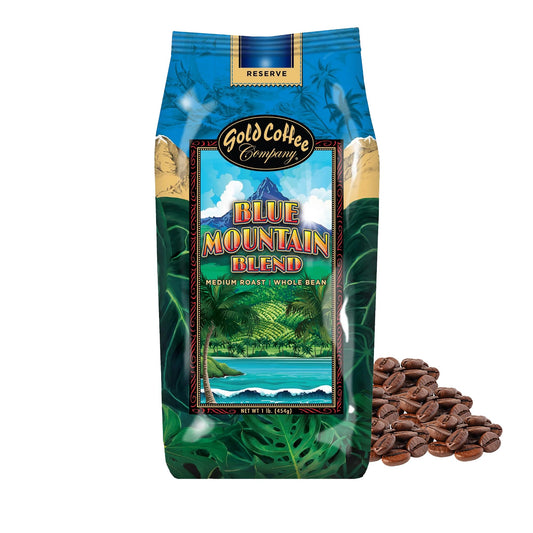 Gold Coffee Co. Blue Mountain Premium Blend - Medium Roast, Whole Bean 100% Arabica Coffee - Notes …