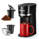 Horavie Small Single Serve Coffee Maker for K Cup and Grounds, Fast Brew One Cup Coffee Machine wit…