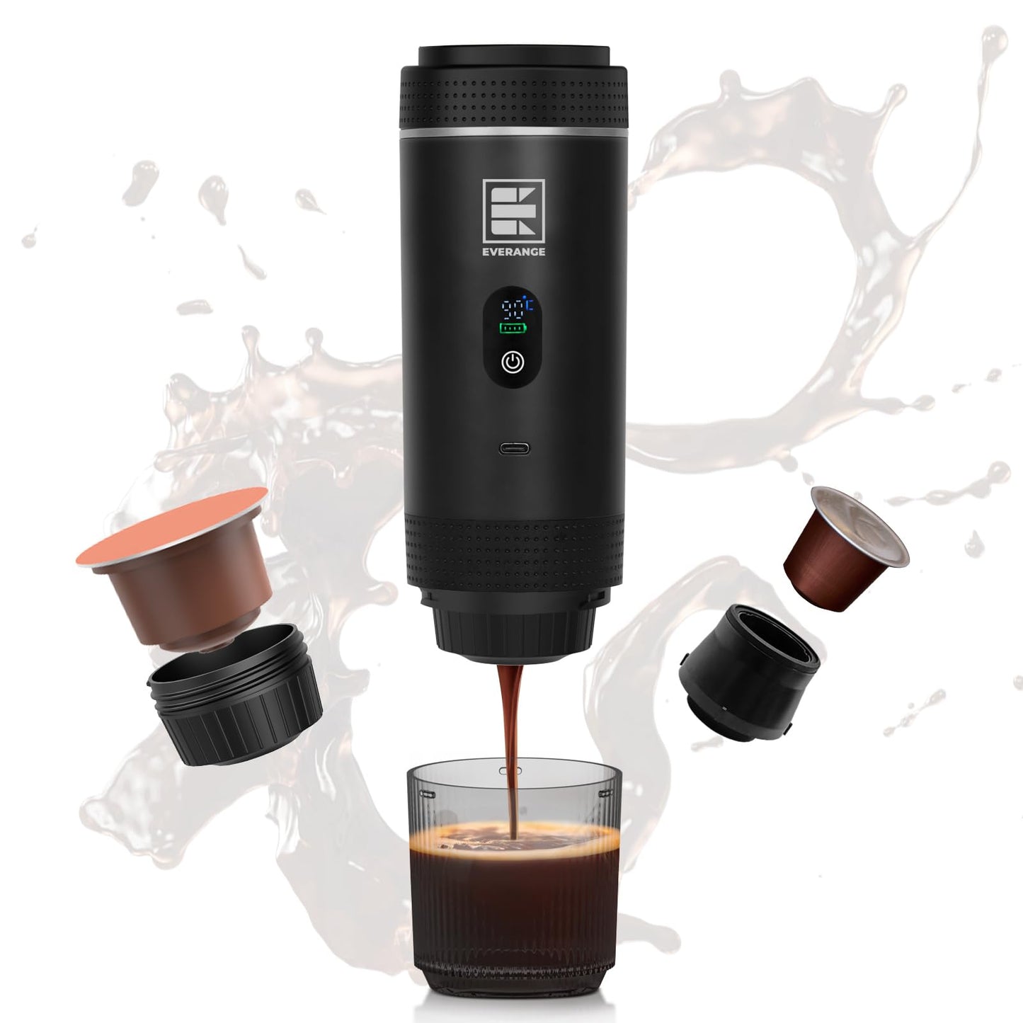 Portable Electric Espresso Machine, Travel Coffee Maker Brewer Compatible with Ground Coffee & NS C…