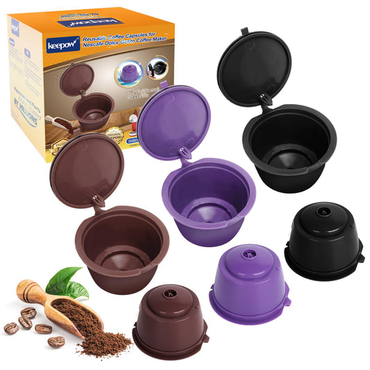 KEEPOW Reusable Coffee Capsules Compatible with Nescafe Dolce Gusto Machine, Refillable Coffee Pods…