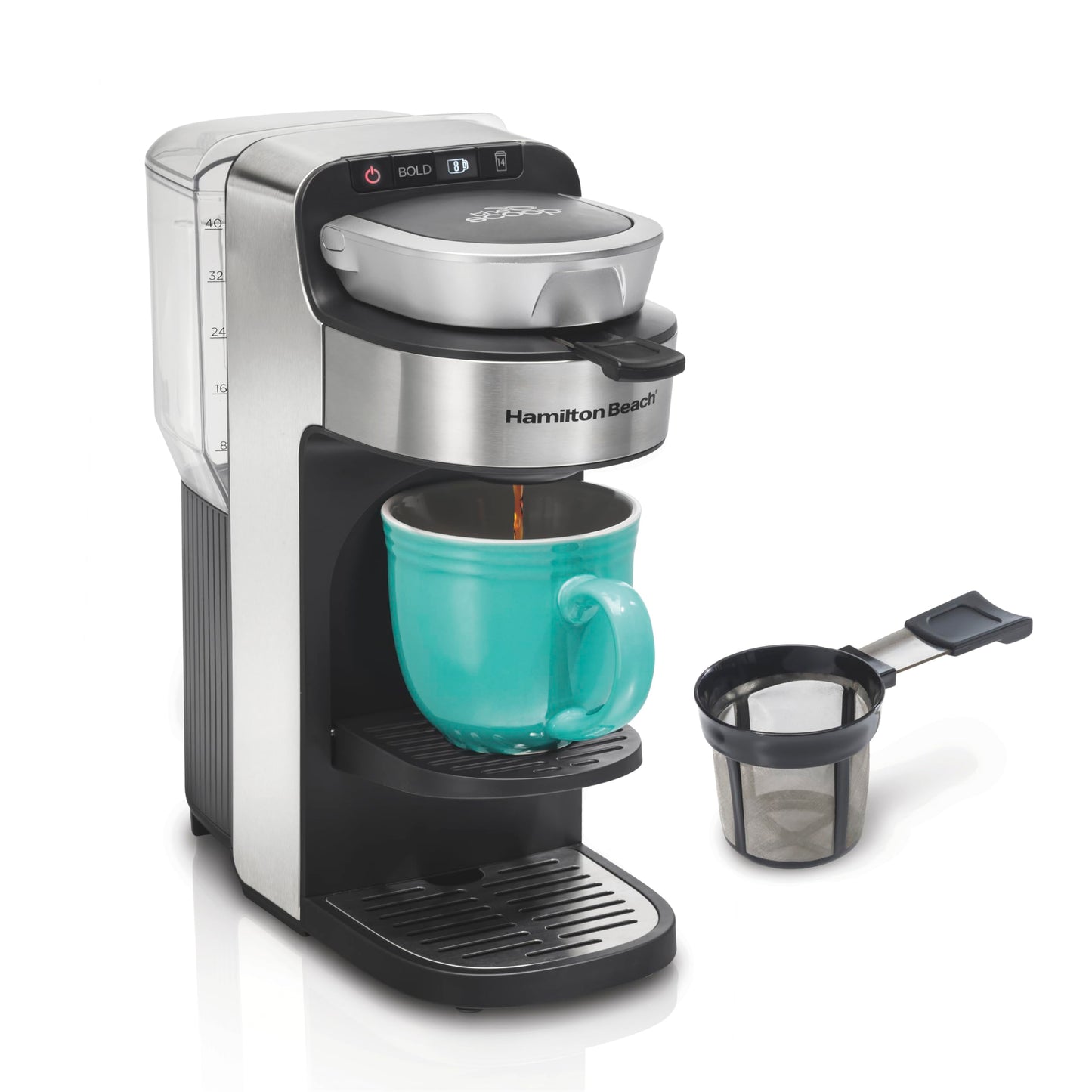 Hamilton Beach The Scoop Single Serve Coffee Maker & Fast Grounds Brewer for 8-14oz. Cups, Brews in…