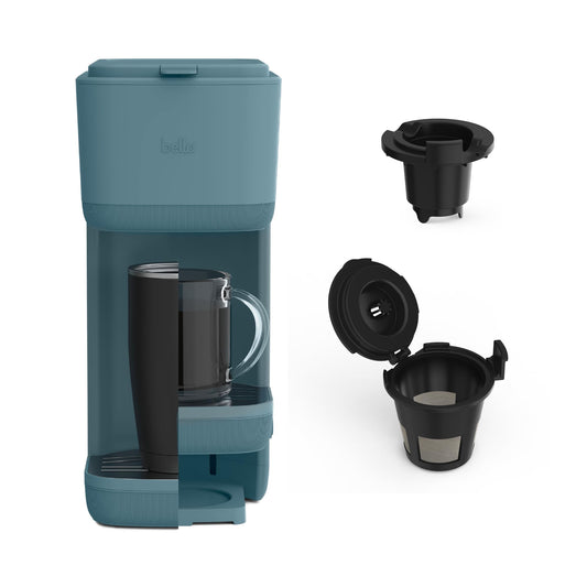 BELLA Single Serve Coffee Maker, K Cup & Coffee Ground Compatible with Removable, Adjustable Drip T…