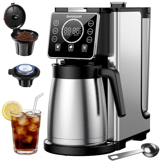 SHARDOR Programmable 5 Cup Drip Coffee Maker, Single Serve Hot & Iced Coffee Machine for K Cup & Gr…