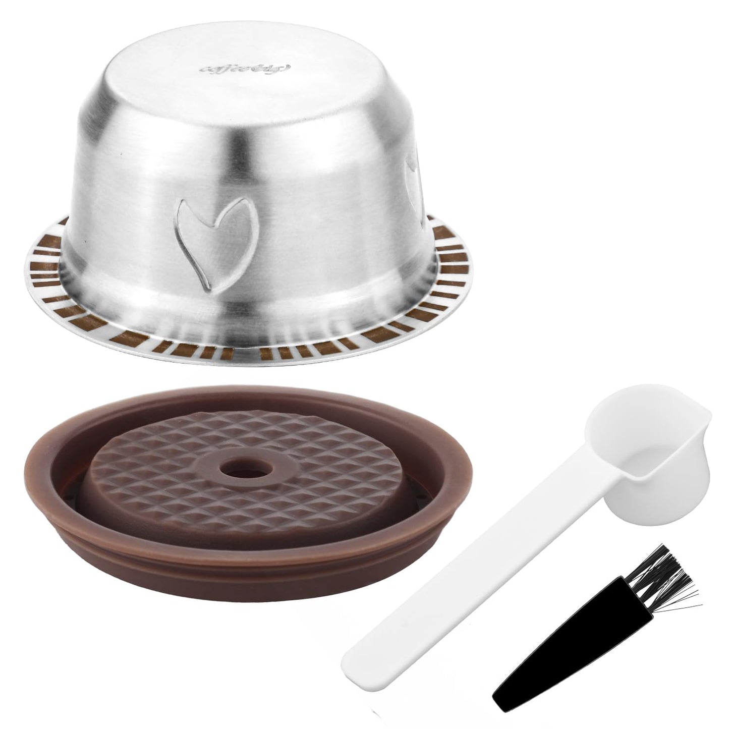 Reusable Pods for Nespresso Vertuo Machine, Stainless Steel 230ml Refillable Coffee Capsule Set wit…