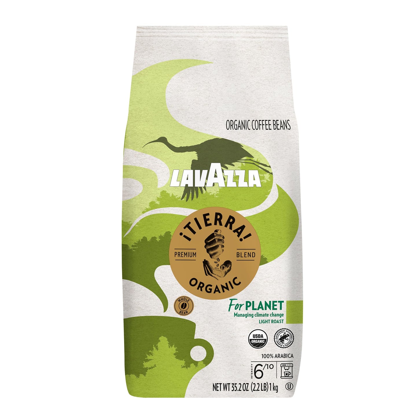 Lavazza ¡Tierra! Organic for Planet Whole Bean Coffee, Light Roast, 100% Arabica, 2.2 lb Bag (pack …
