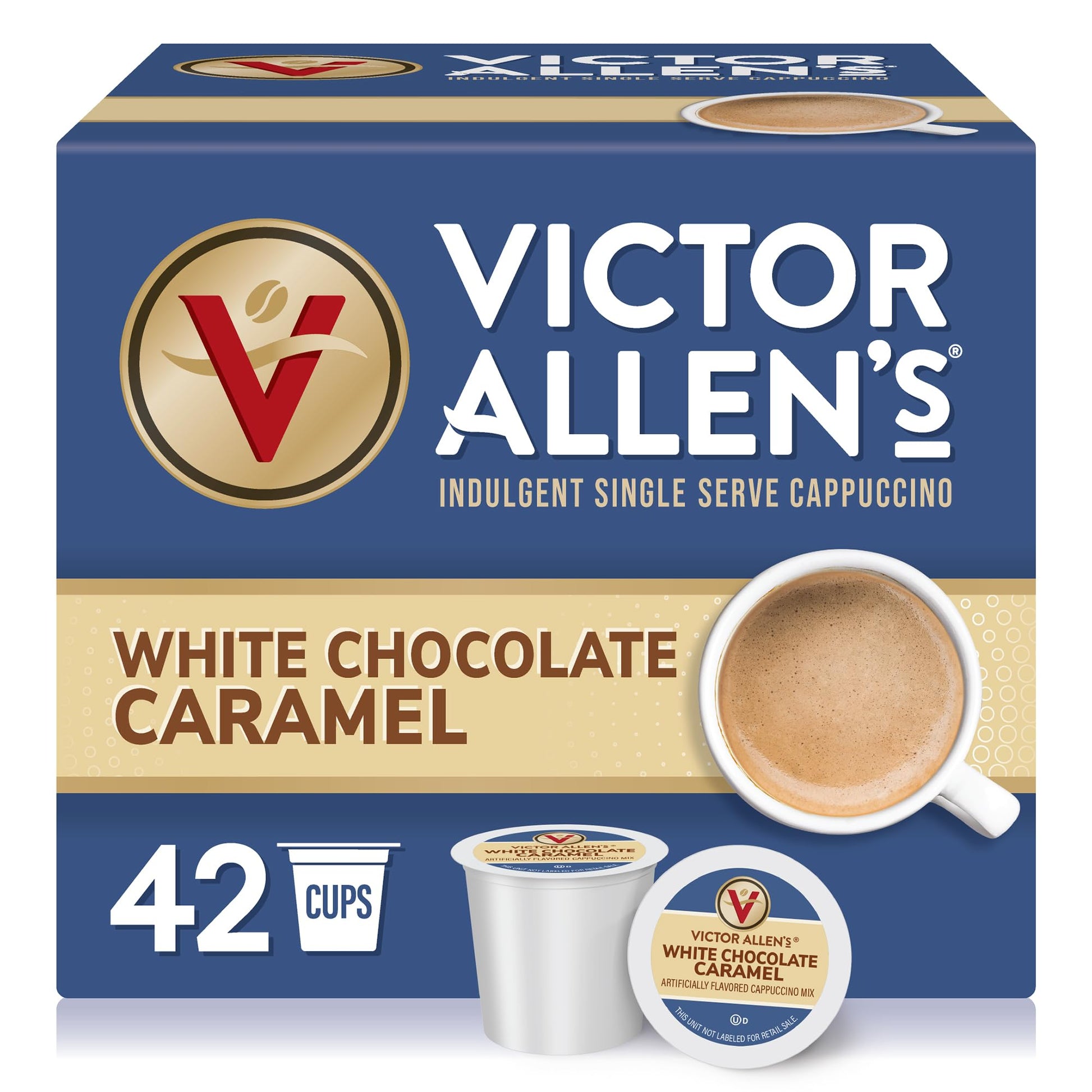 Victor Allen's Coffee White Chocolate Caramel Flavored Cappuccino, 42 Count, Single Serve Cups for …