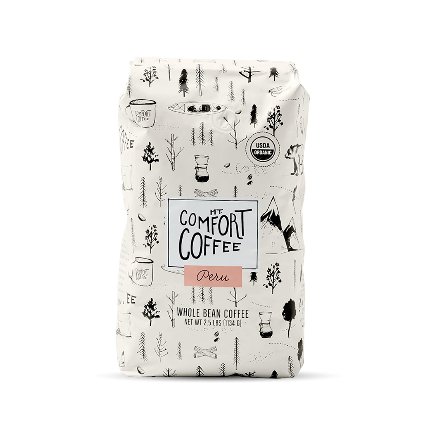 Mt. Comfort Coffee Organic Peru Medium Roast, 2.5 Pounds - Flavor Notes of Nutty, Chocolate, & Citr…
