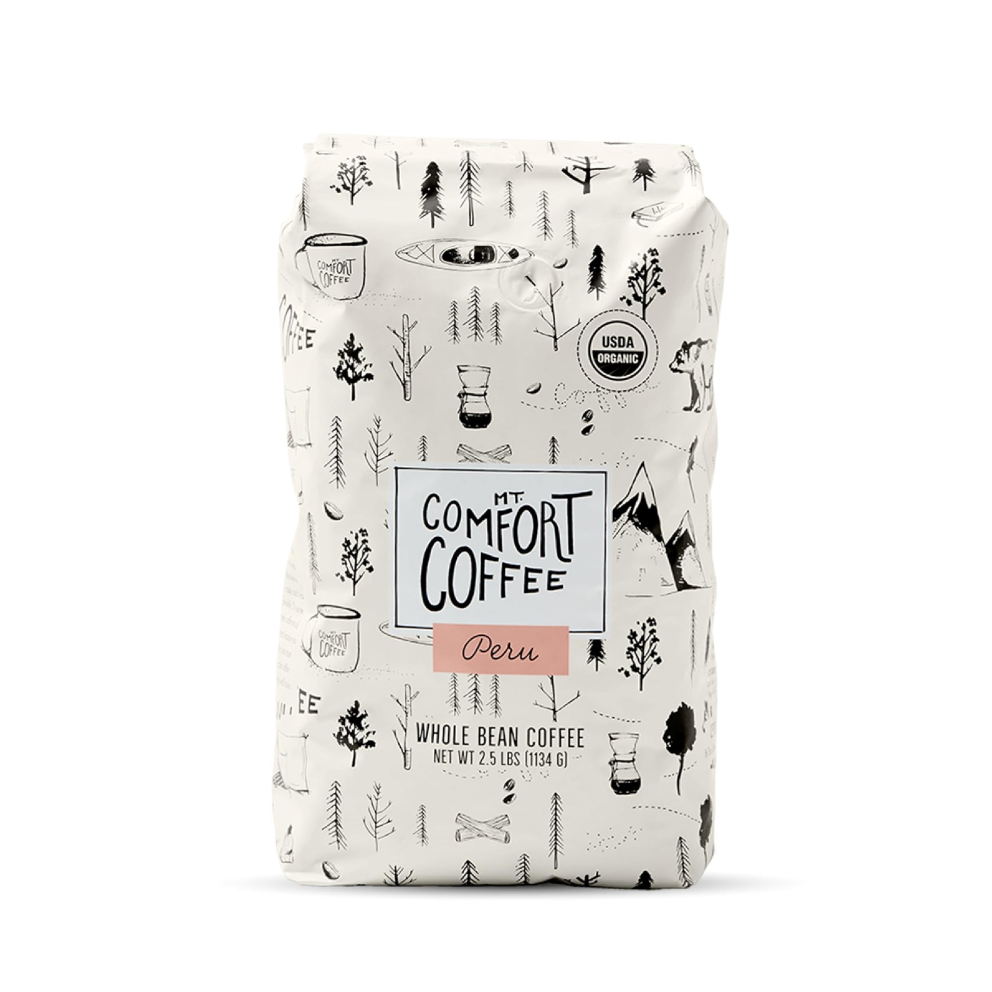 Mt. Comfort Coffee Organic Peru Medium Roast, 2.5 Pounds - Flavor Notes of Nutty, Chocolate, & Citr…