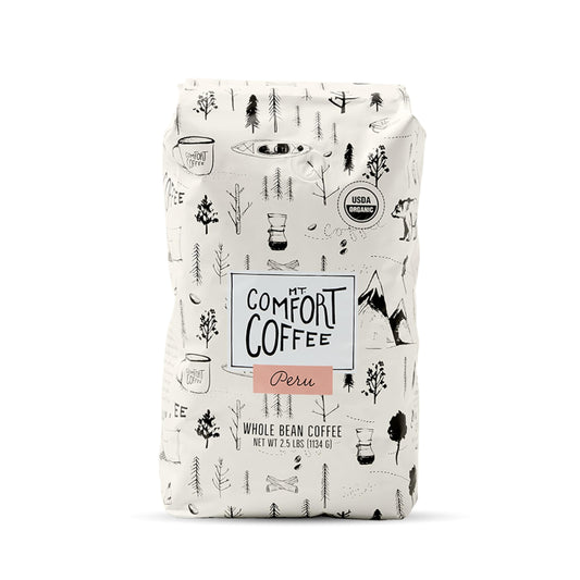Mt. Comfort Coffee Organic Peru Medium Roast, 2.5 Pounds - Flavor Notes of Nutty, Chocolate, & Citr…