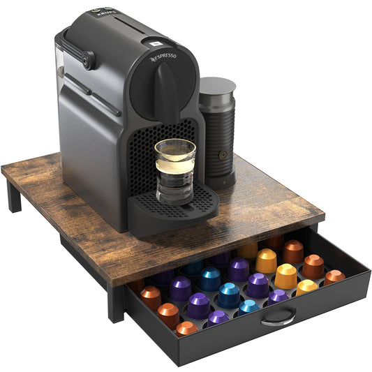 Deco Brothers Wooden Coffee Pod Drawer Compatible with 42 Nespresso Original Line Capsules, Rustic …