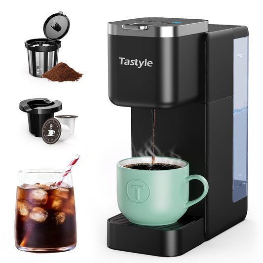 Tastyle Single Serve Coffee Maker, Iced and Hot Coffee Machine for K Cup & Grounds, Compact Design,…