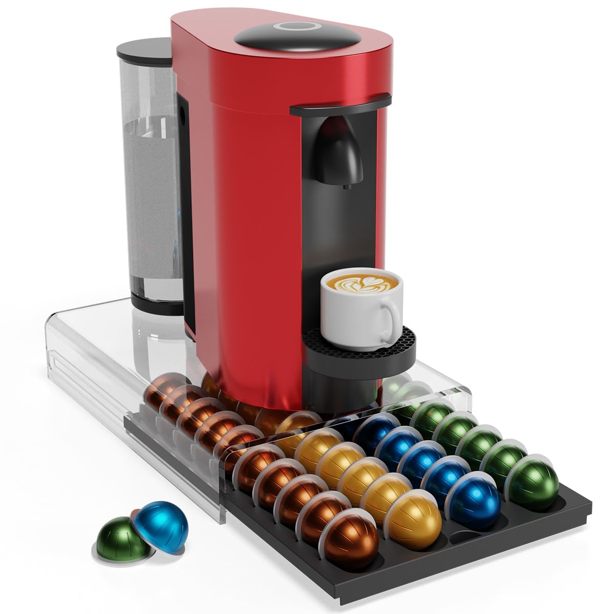Storage Drawer for Nespresso Vertuo, Coffee Pod Holder for Counter Acrylic Top & Plastic Drawer Cof…