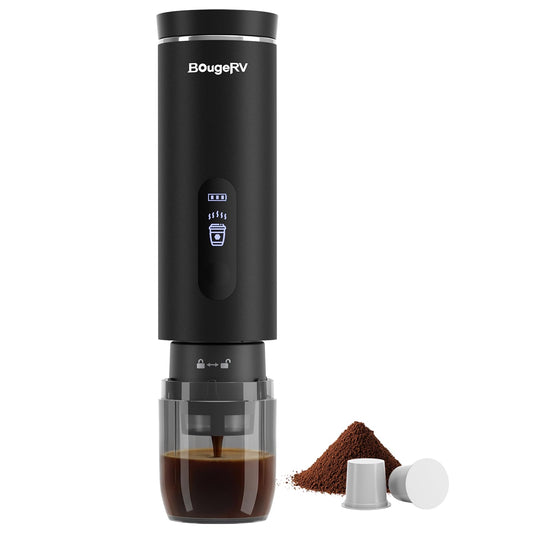 BougeRV Portable Drip Coffee Maker Compatible with K Cup & Ground Coffee, Electric Car Coffee Machi…