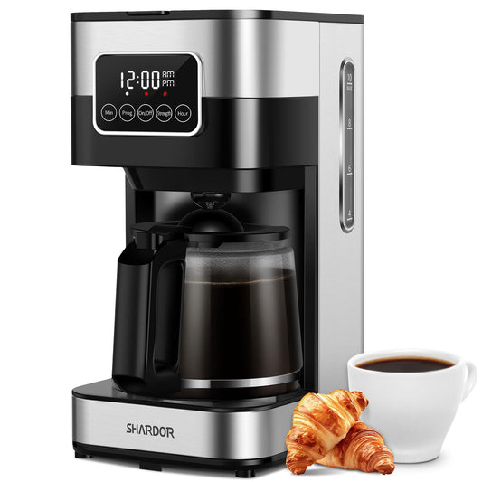 SHARDOR 10-Cup Programmable Coffee Maker, Regular & Strong Brew Drip Coffee Machine for Home and Of…