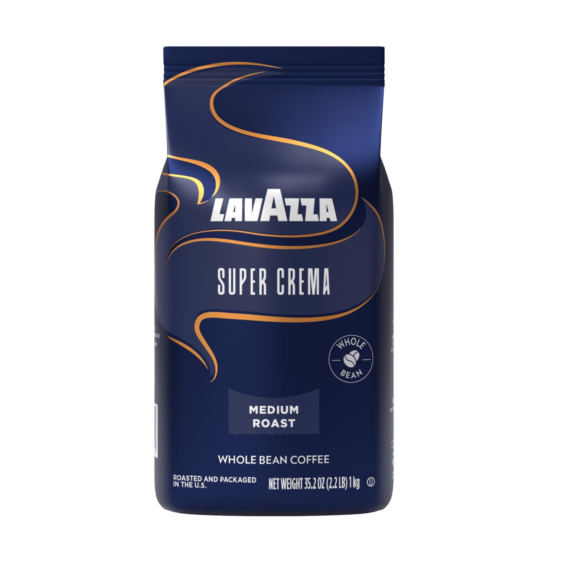 Lavazza Super Crema Whole Bean Coffee, Medium Espresso Roast, Arabica and Robusta Blend, 2.2 lb Bag…