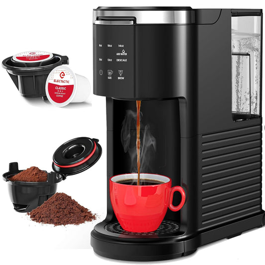 Electactic Single Serve Coffee Maker, 2 in 1 Kcup Pod & Ground Coffee Brewer, 40 Oz Removable Water…