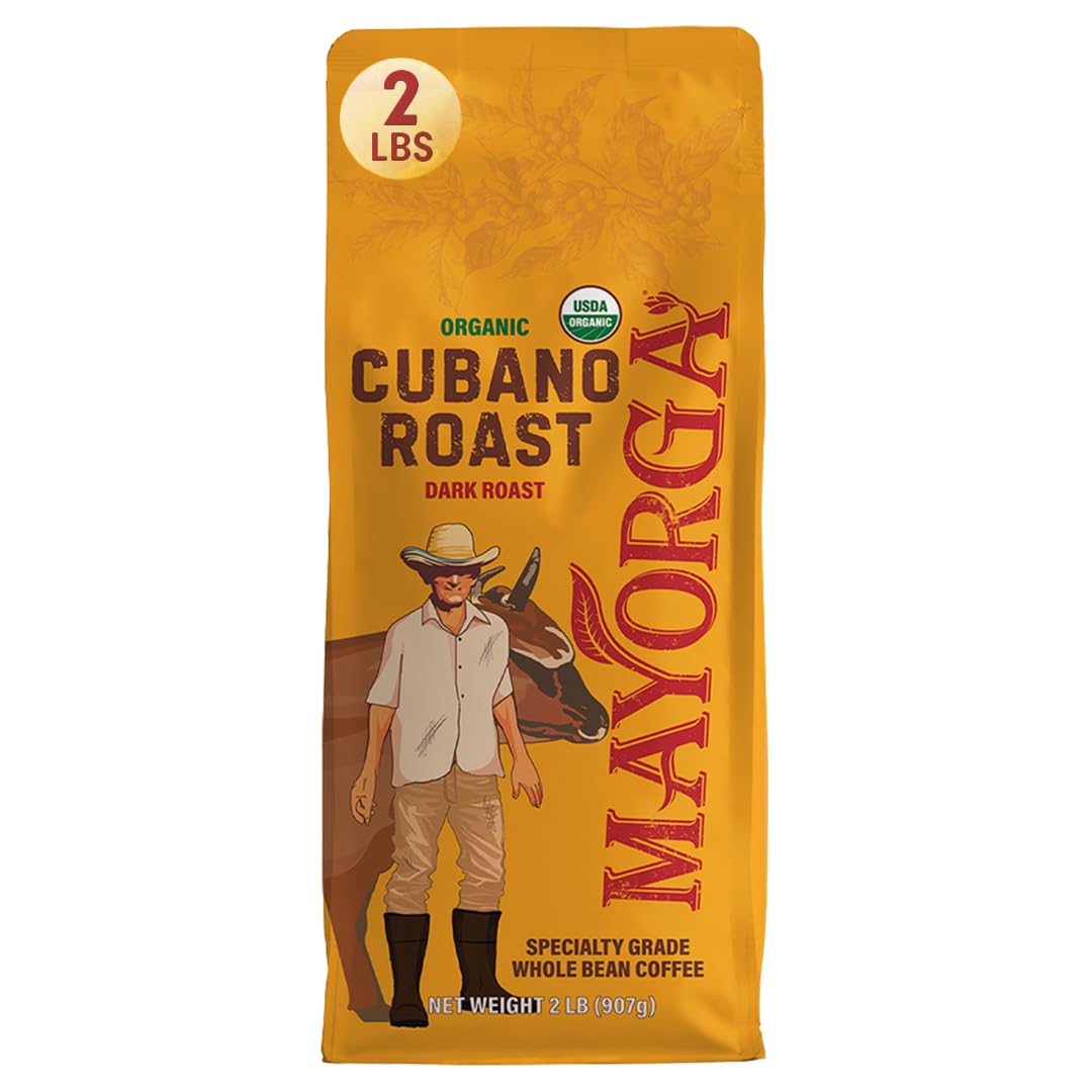 Mayorga Organic Coffee 2lb Cafe Cubano Roast - Dark Roast Whole Bean Specialty Grade Coffee, 100% A…