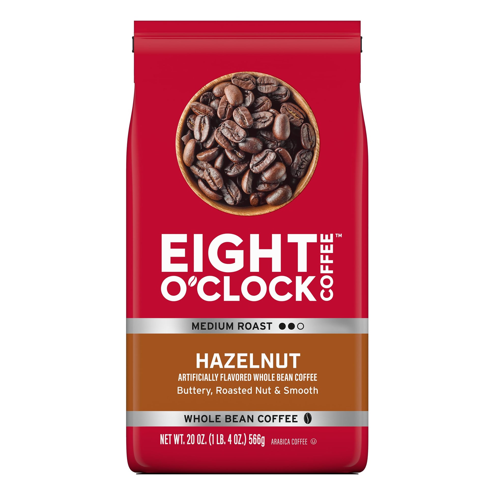 Eight O'Clock Coffee Hazelnut, Medium Roast, Whole Bean Coffee, 20 Ounce 100% Arabica, Kosher Certi…