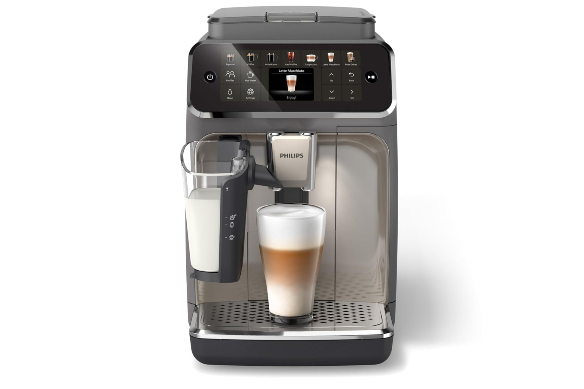 Philips 4400 Series Fully Automatic Espresso Machine, LatteGo Milk System, Integrated Grinder, 12 H…