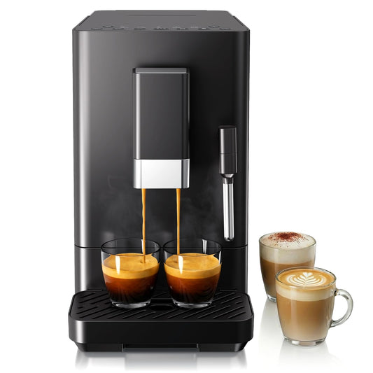 Kndko Automatic Espresso Machine, 20 Bar Coffee Maker with Grinder and Milk Frother Steam Wand, All…