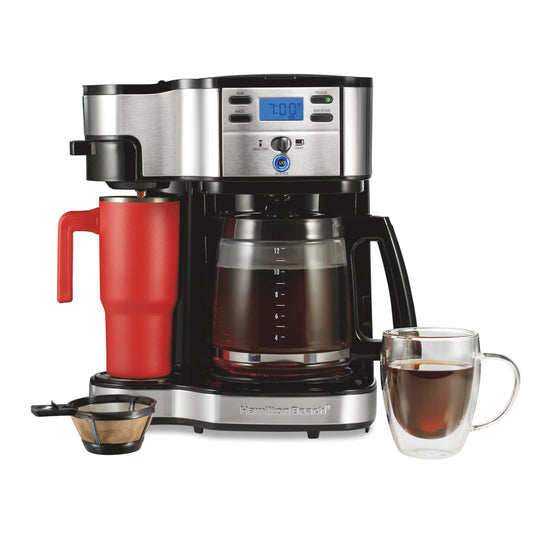 Hamilton Beach 2-Way Programmable Coffee Maker, 12 Cup Glass Carafe And Single Serve Coffee Maker, …