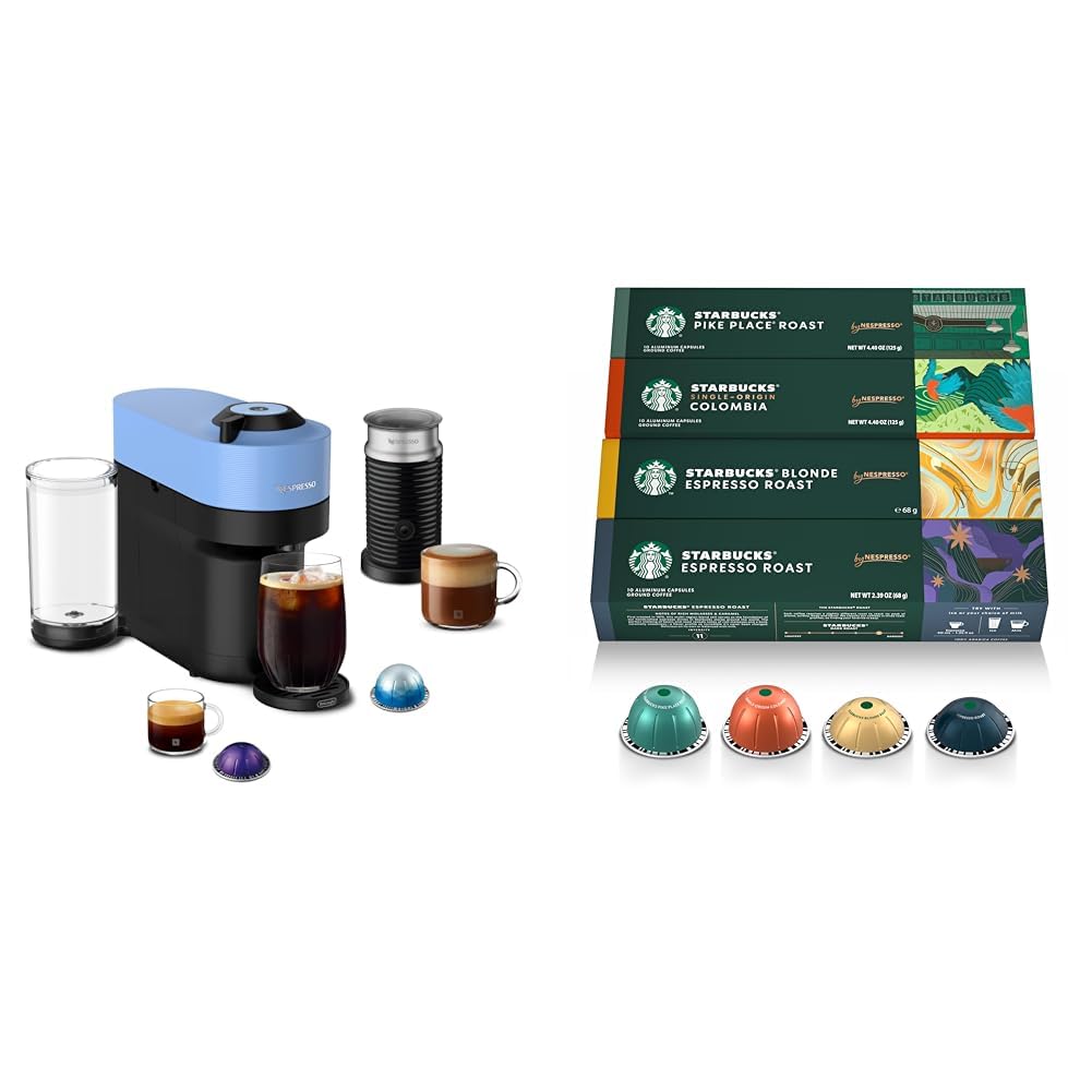 Nespresso Vertuo Pop+ Coffee and Espresso Machine by De'Longhi with Aeroccino Milk Frother, Pacific…